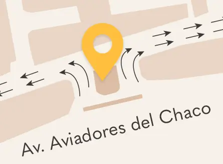 Mapa del acceso al parking por Avenida Aviadores del Chaco