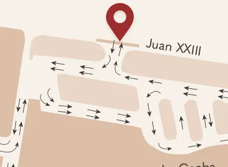 Mapa de acceso al Parking Juan XXIII por el segundo ingreso