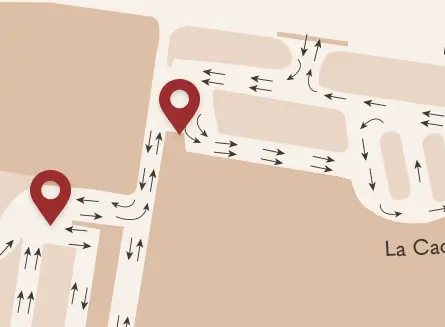 Mapa de conexión interna entre Parking Juan XXIII y otros sectores del shopping