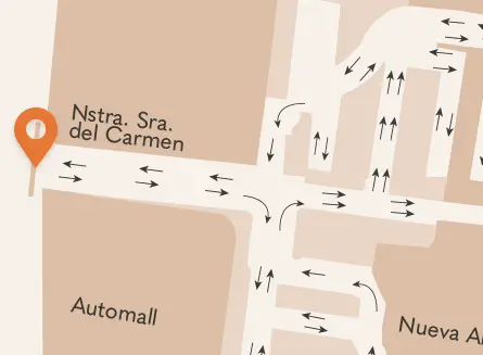 Mapa de acceso al Parking por la calle Nuestra Señora del Carmen